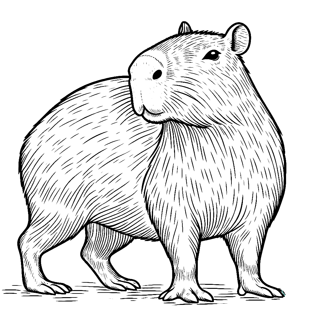 Desenho de Capivara para imprimir