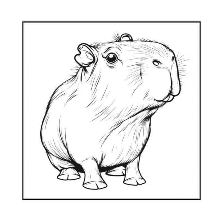 Desenho de Capivara para imprimir