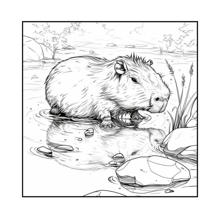Desenho de Capivara para imprimir