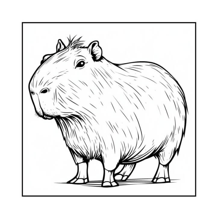 Desenho de Capivara para imprimir