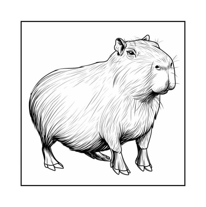 Desenho de Capivara para imprimir
