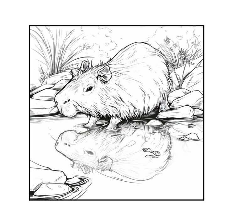 Desenho de Capivara para imprimir
