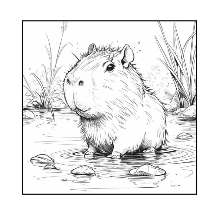 Desenho de Capivara para imprimir