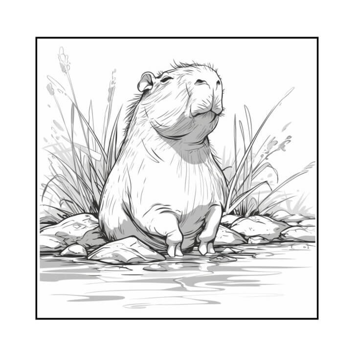 Desenho de Capivara para imprimir