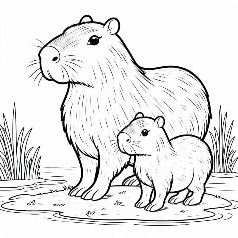 Desenho de Capivara para imprimir