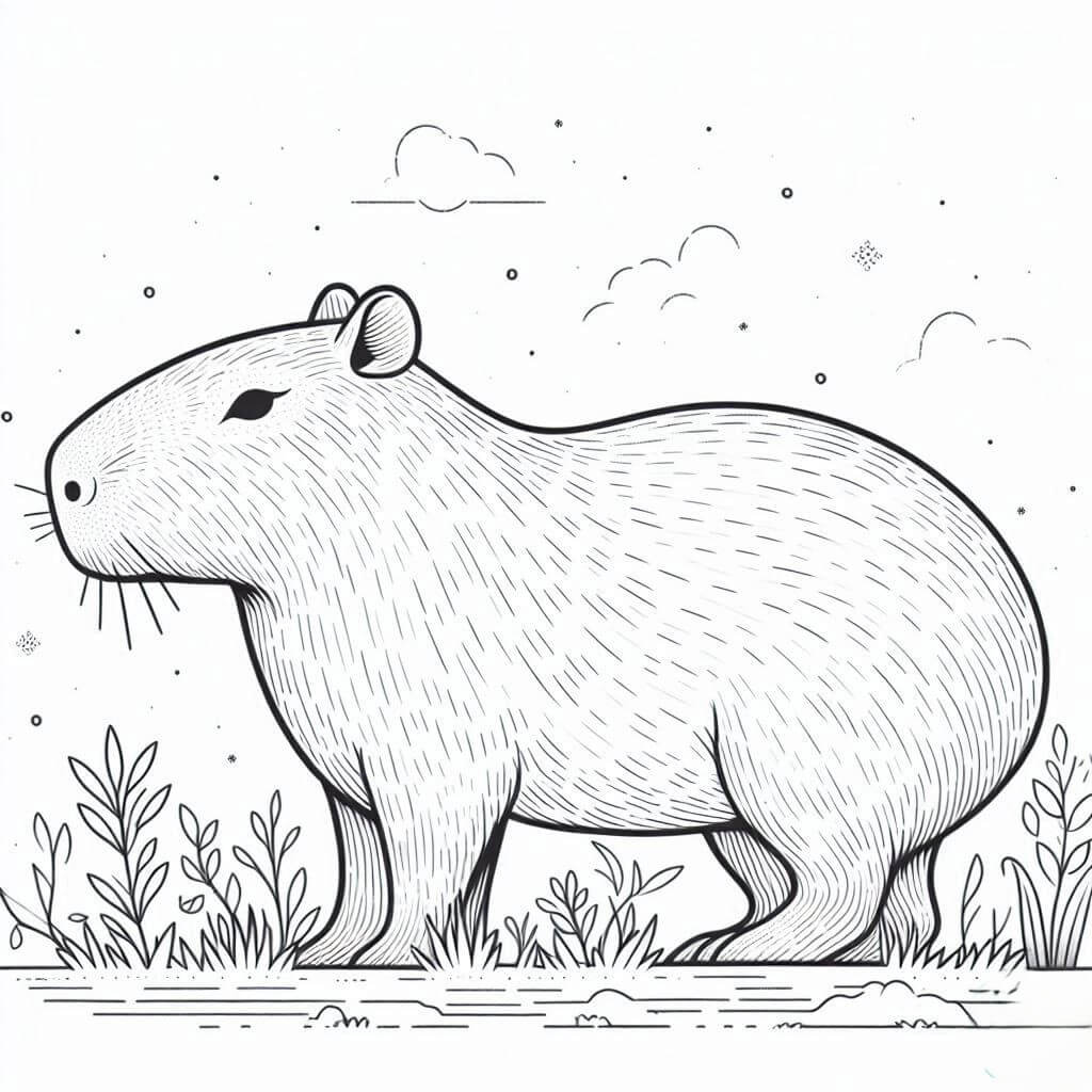 Desenho de Capivara para imprimir