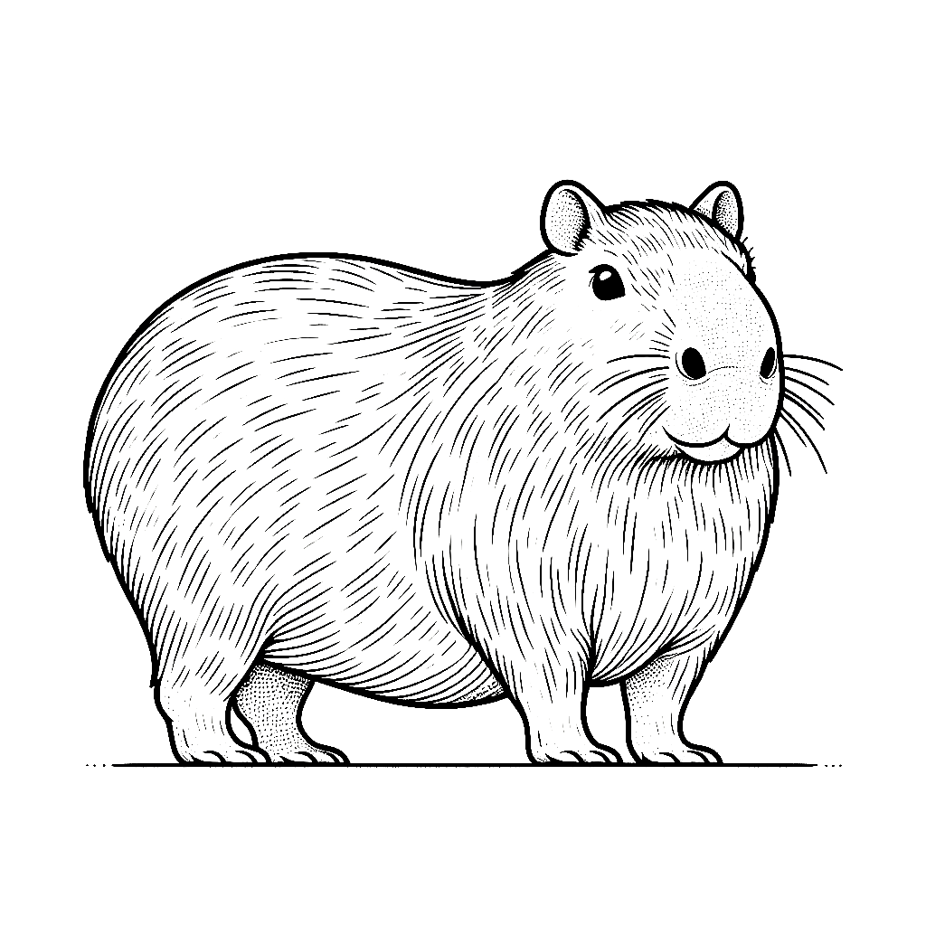Desenho de Capivara para imprimir