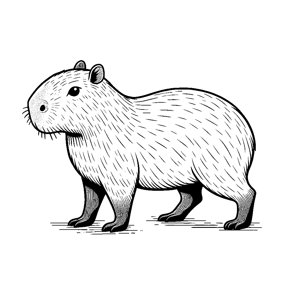 Desenho de Capivara para imprimir