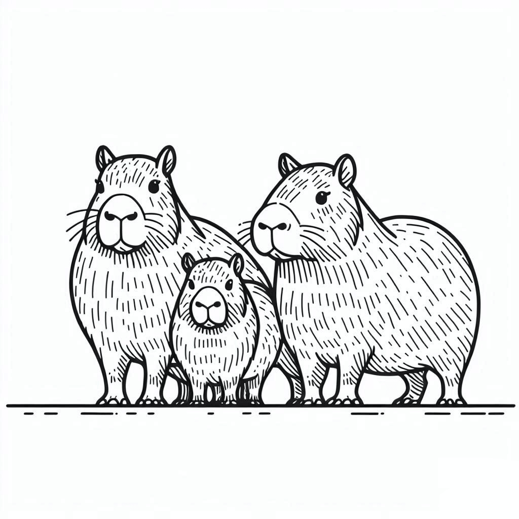 Desenho de Capivara para imprimir