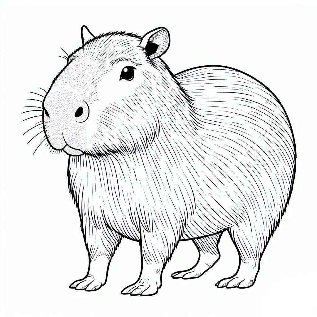 Desenho de Capivara para imprimir