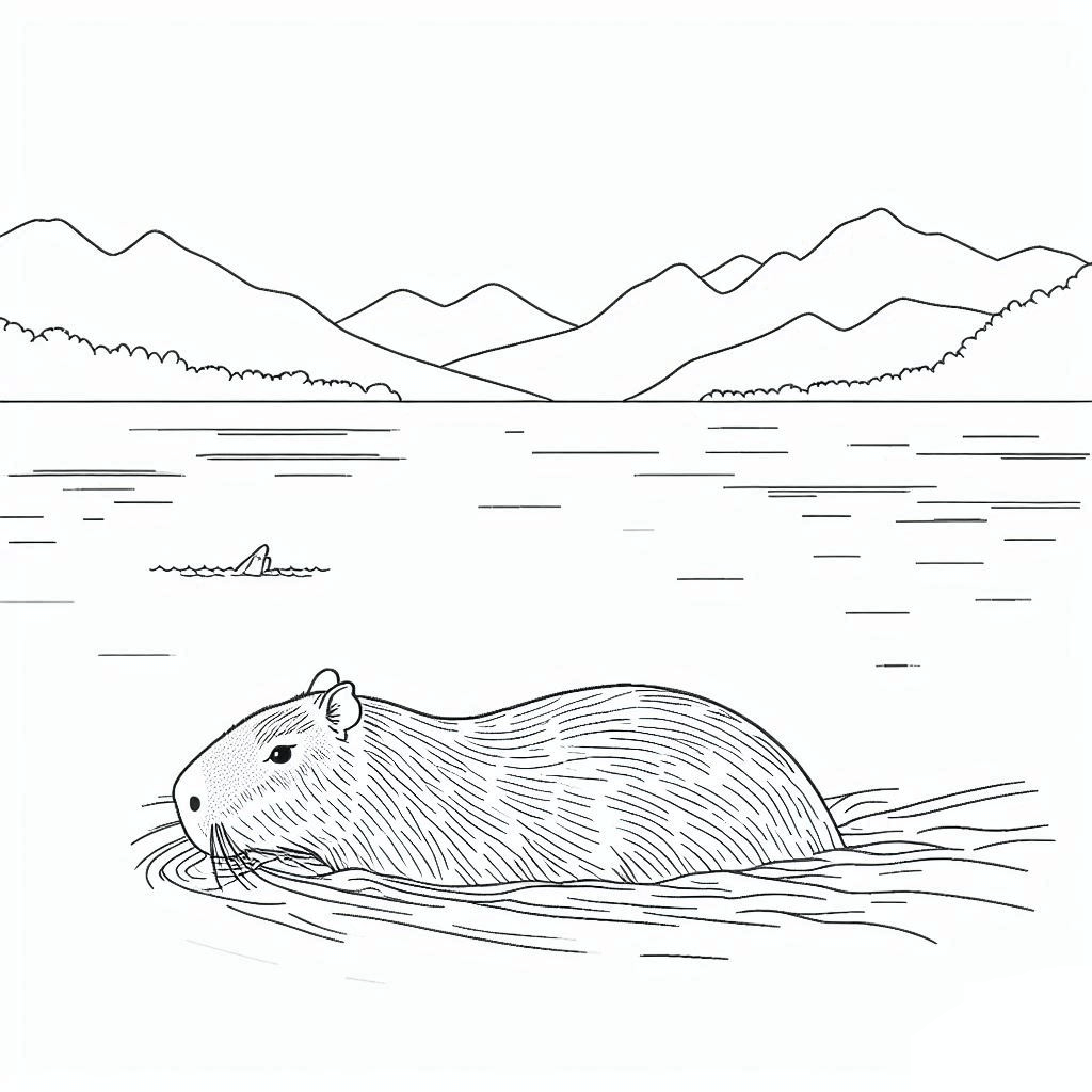 Desenho de Capivara para imprimir