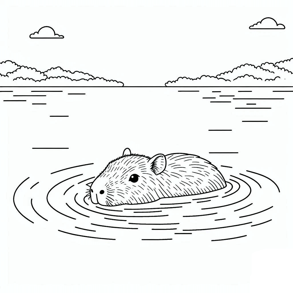 Desenho de Capivara para imprimir