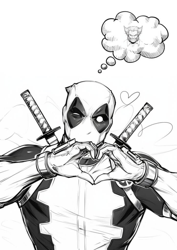 Desenho de Deadpool para imprimir