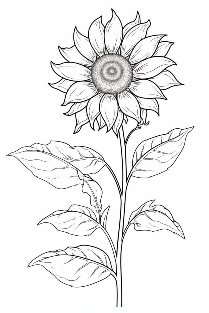 Desenho de Girassol para imprimir