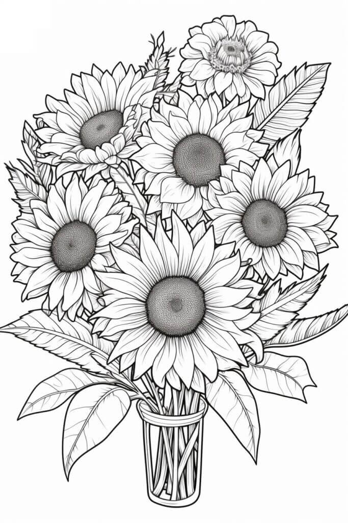 Desenho de Girassol para imprimir