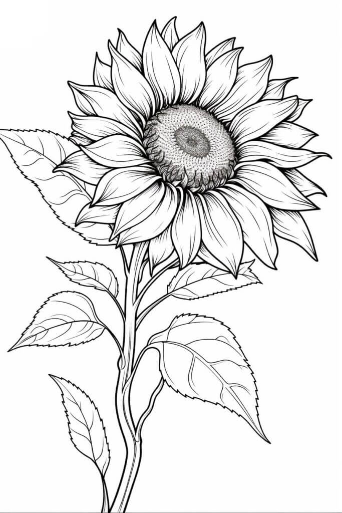 Desenho de Girassol para imprimir