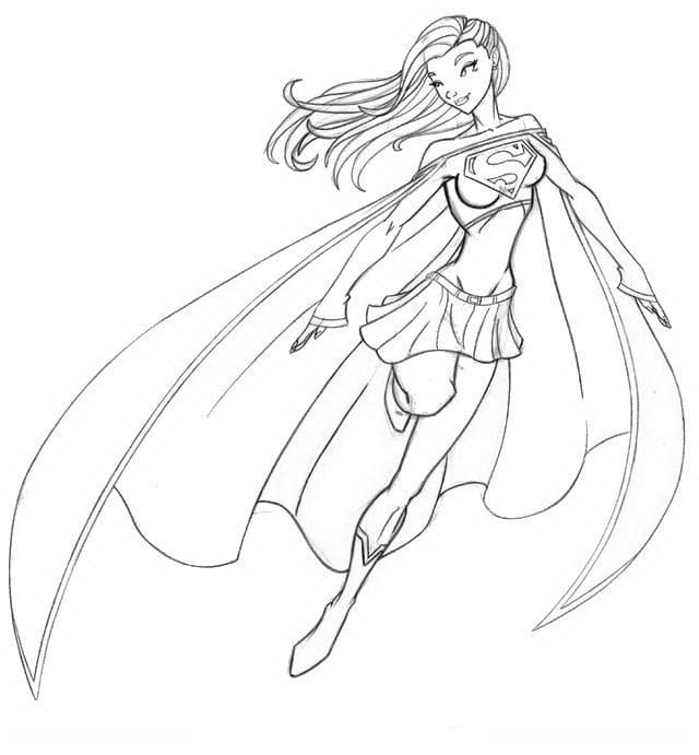 Desenho de Supergirl (Super-Moça) para imprimir