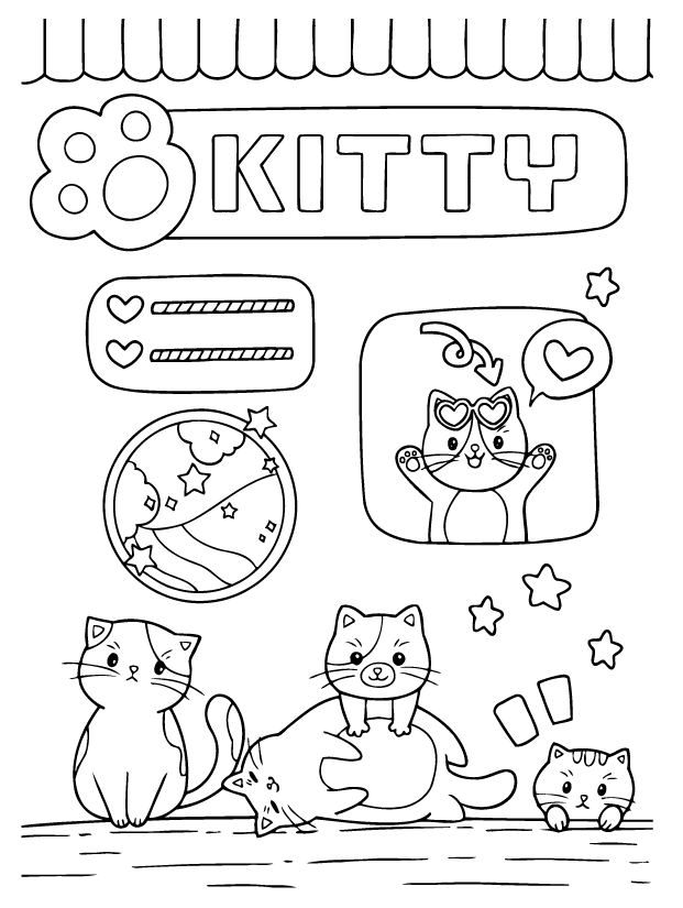 Desenho de Tiny Cats para imprimir