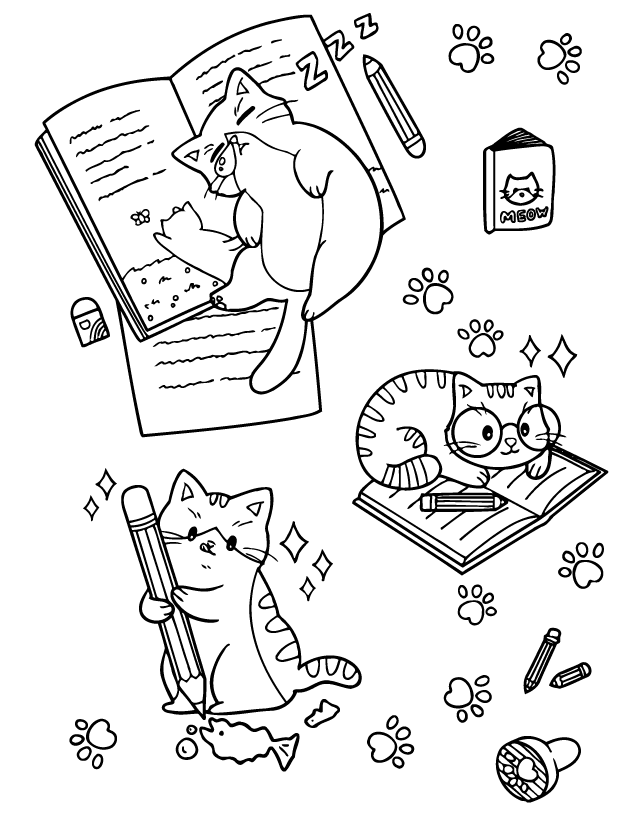 Desenho de Tiny Cats para imprimir