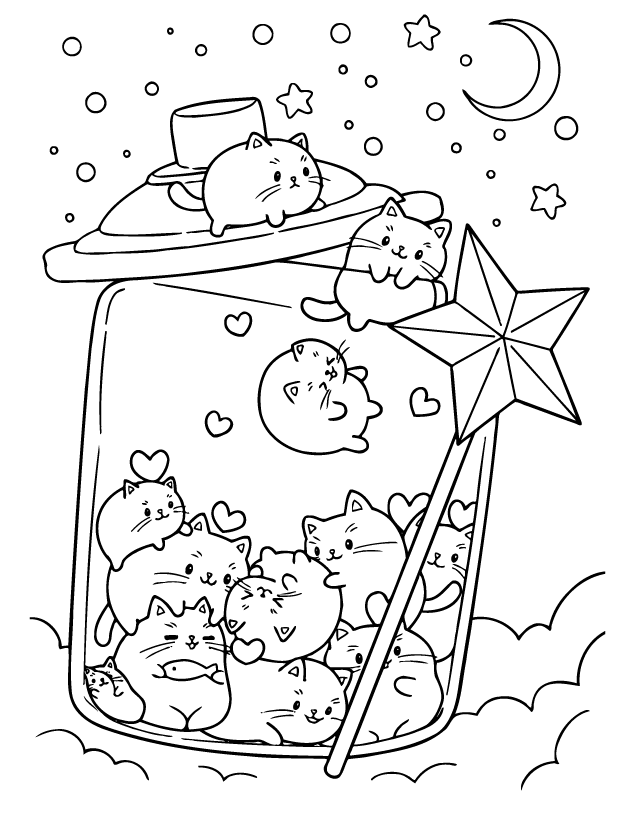 Desenho de Tiny Cats para imprimir