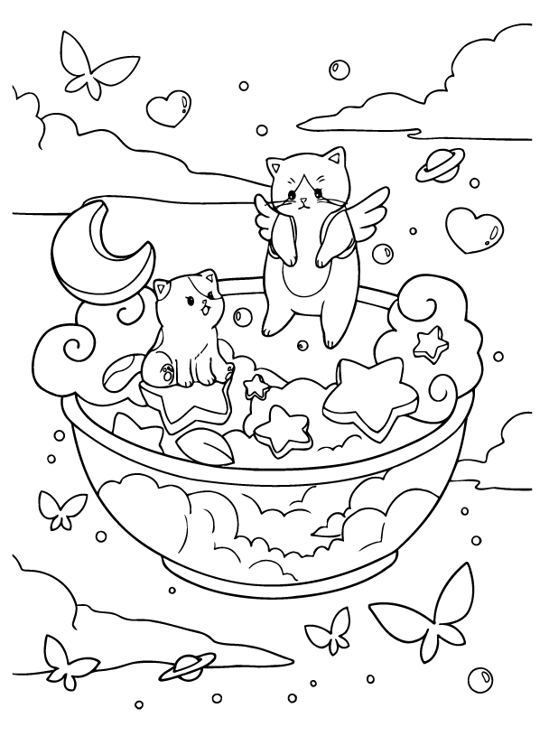 Desenho de Tiny Cats para imprimir
