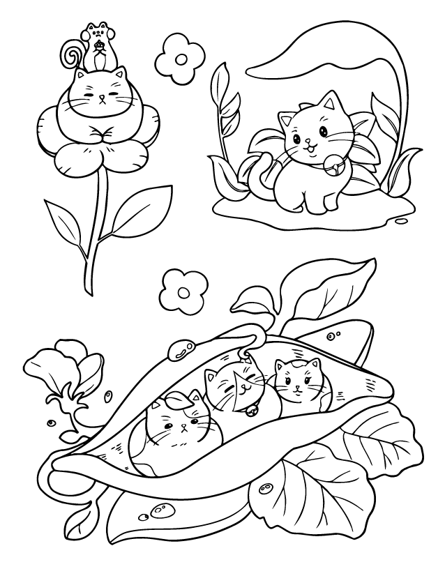 Desenho de Tiny Cats para imprimir