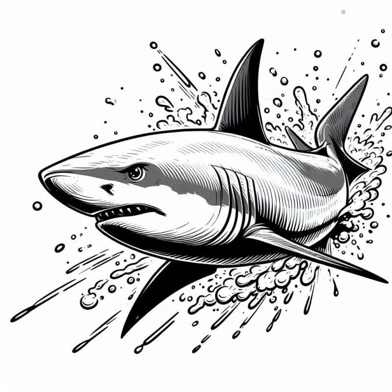 Desenho de Tubarão para imprimir