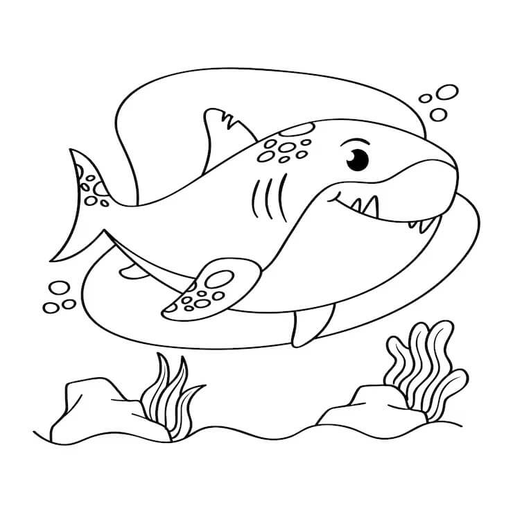 Desenho de Tubarão para imprimir