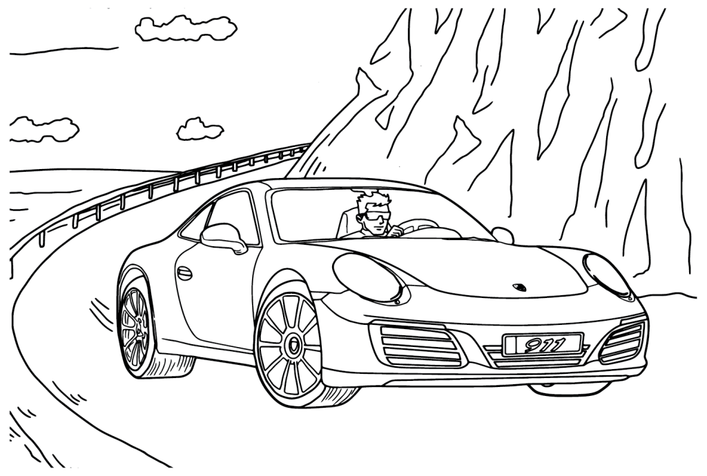 Desenho de Porsche para imprimir
