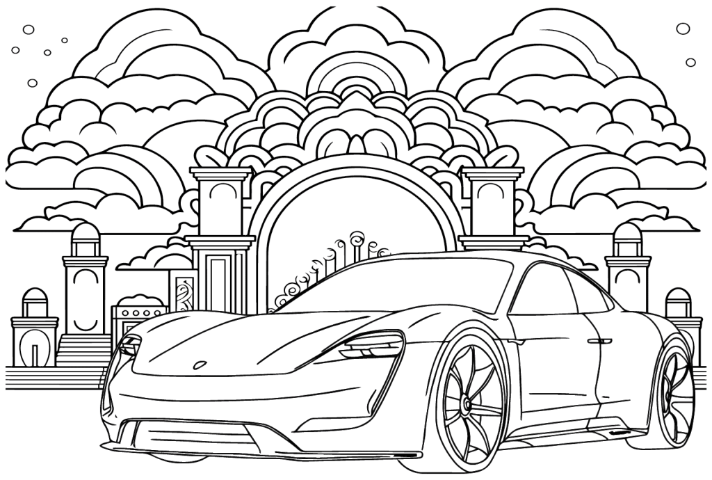 Desenho de Porsche para imprimir