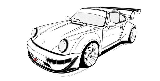 Desenho de Porsche para imprimir