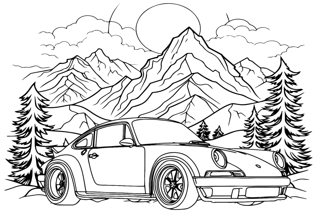 Desenho de Porsche para imprimir