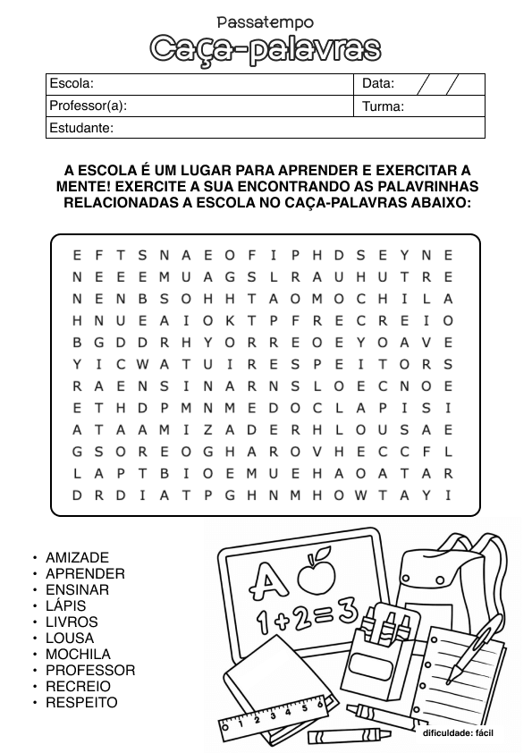 Desenho de Alfabetização para imprimir