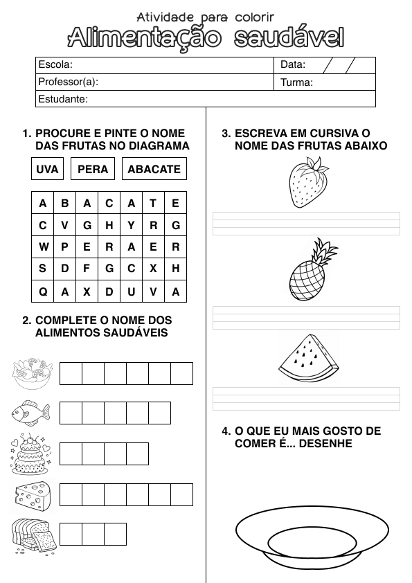 Desenho de Alfabetização para imprimir