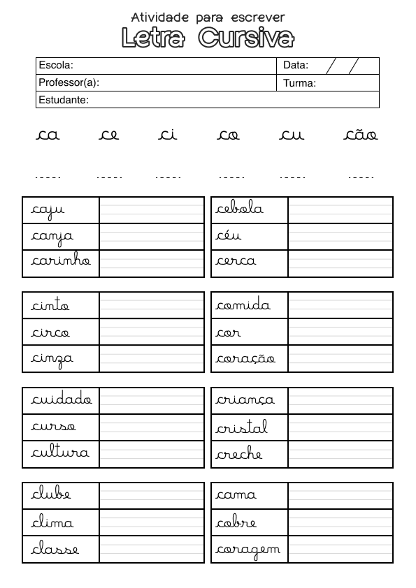 Desenho de Alfabetização para imprimir