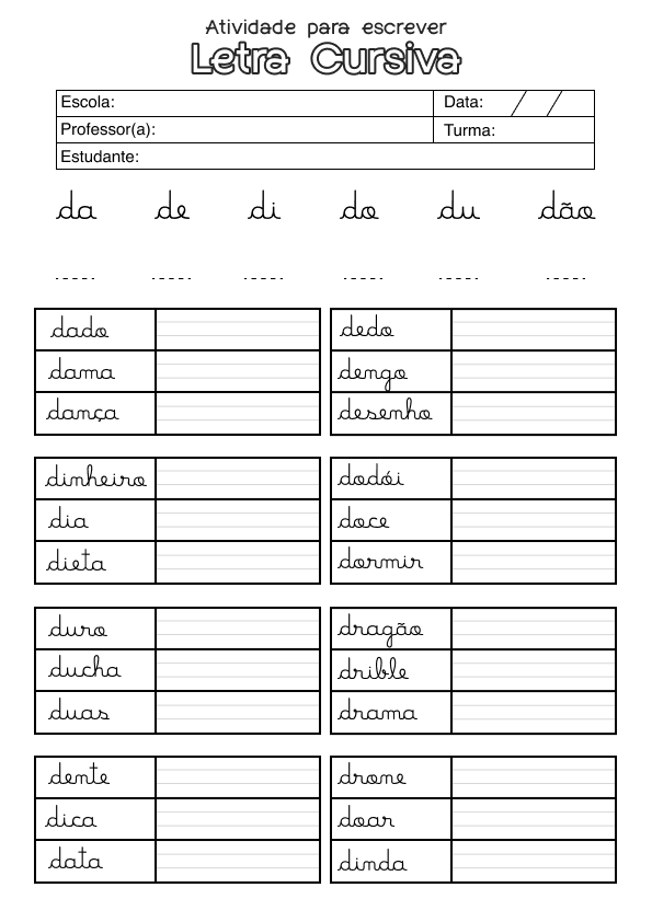 Desenho de Alfabetização para imprimir