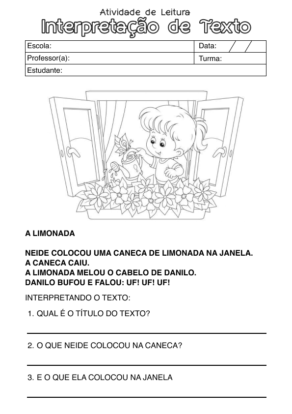 Desenho de Alfabetização para imprimir