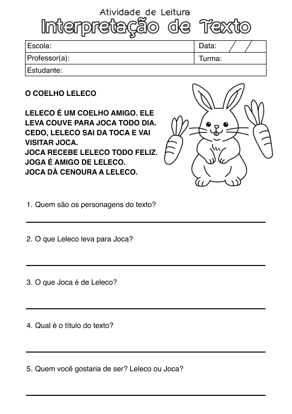Desenho de Alfabetização para imprimir