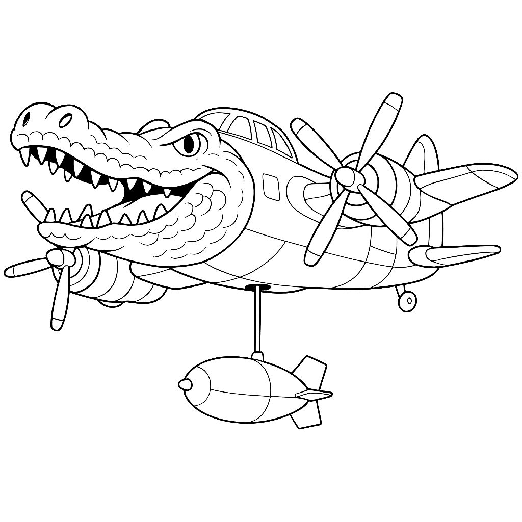 Desenho de Bombardino Crocodilo para imprimir