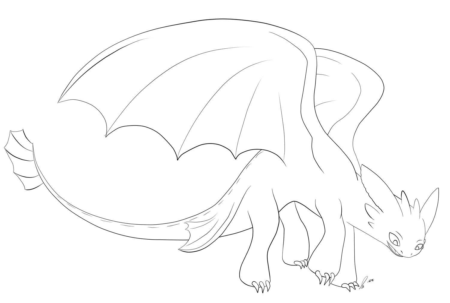Desenho de Banguela (Como Treinar o Seu Dragão) para imprimir