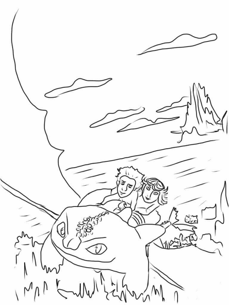 Desenho de Banguela (Como Treinar o Seu Dragão) para imprimir