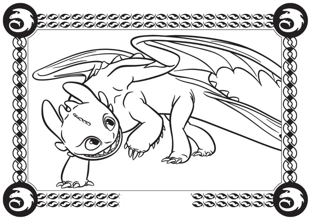 Desenho de Banguela (Como Treinar o Seu Dragão) para imprimir