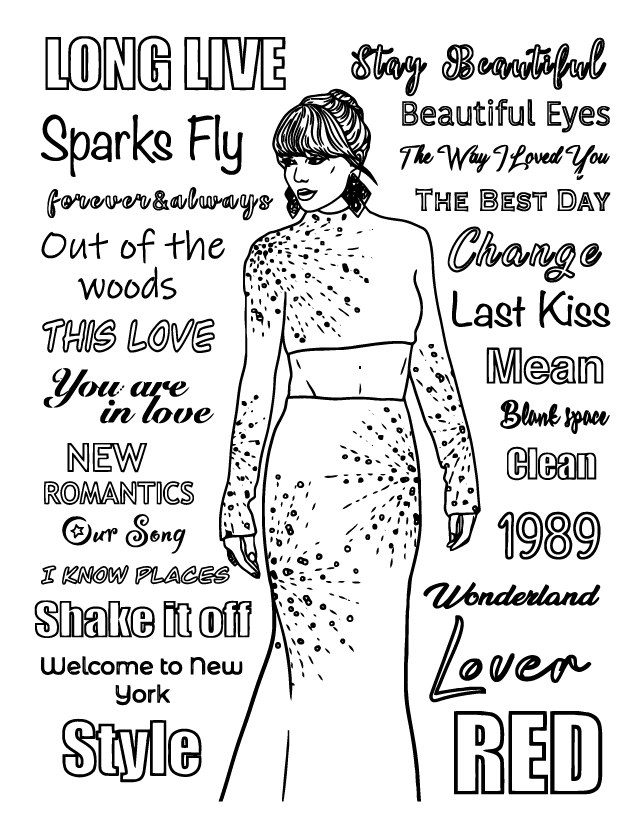 Desenho de Taylor Swift para imprimir