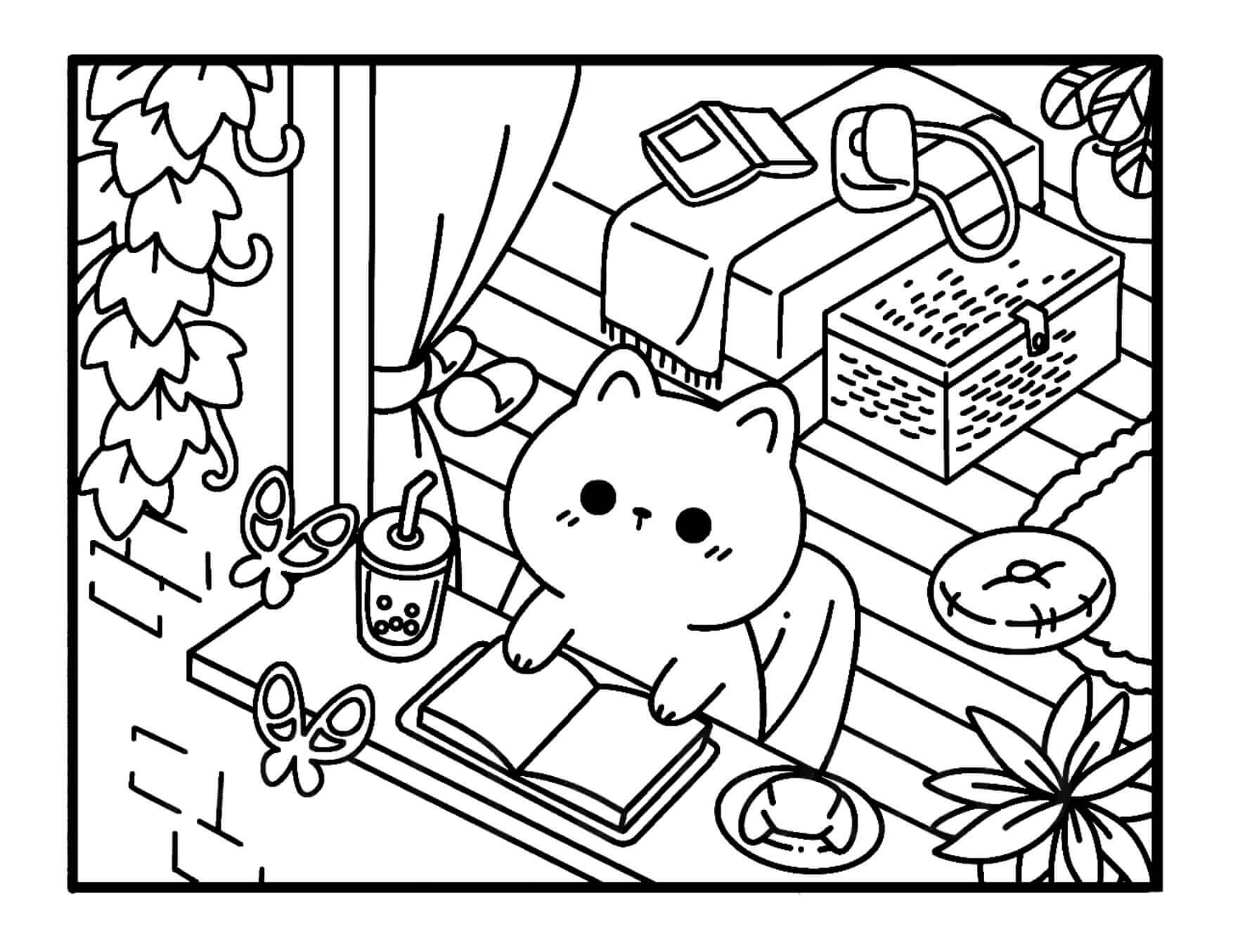 Desenho de Kawaii Cozy para imprimir