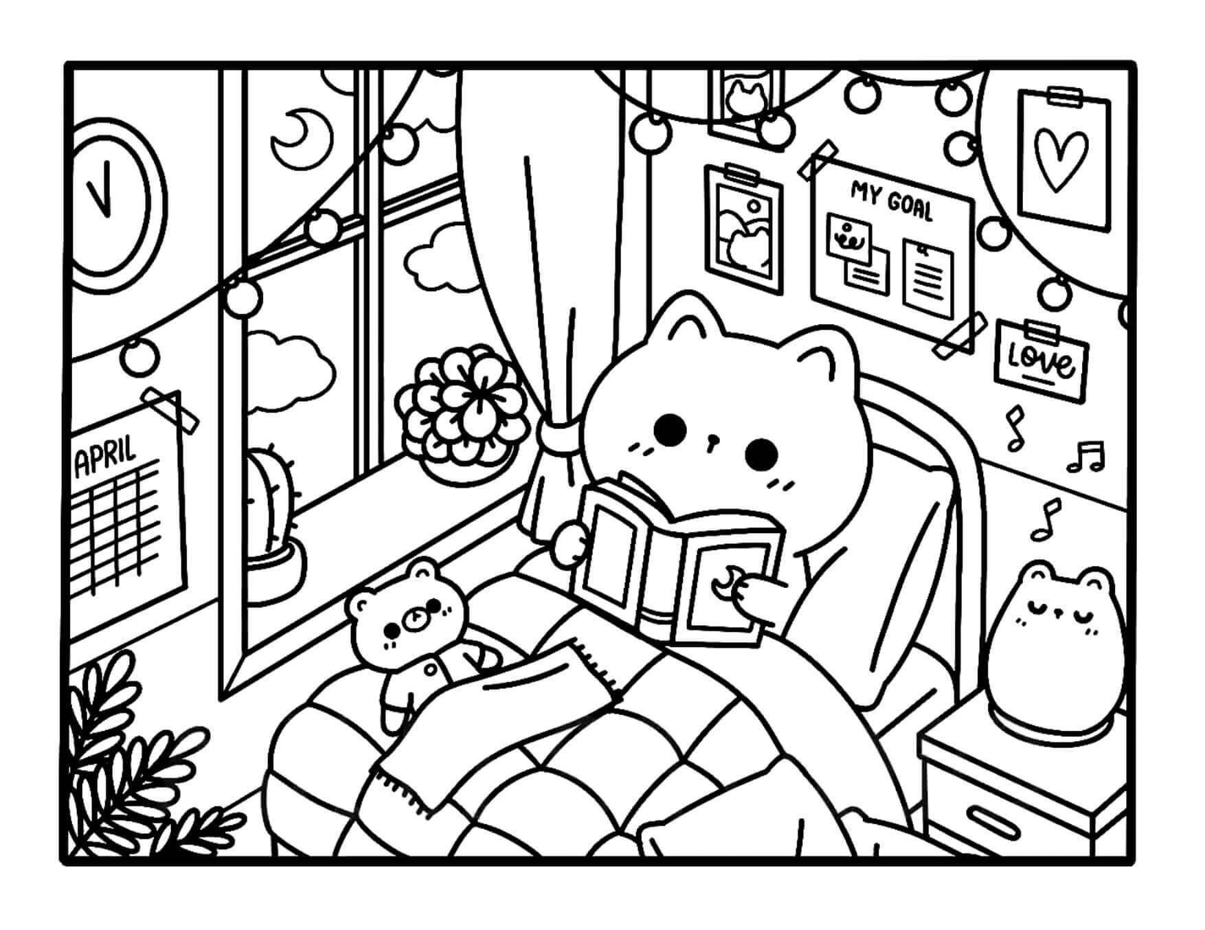 Desenho de Kawaii Cozy para imprimir