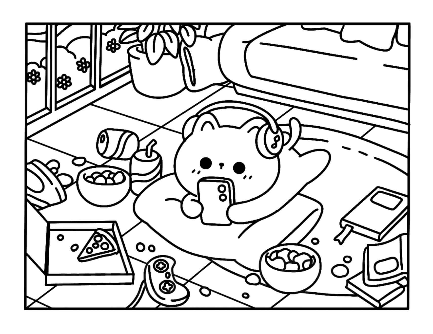 Desenho de Kawaii Cozy para imprimir