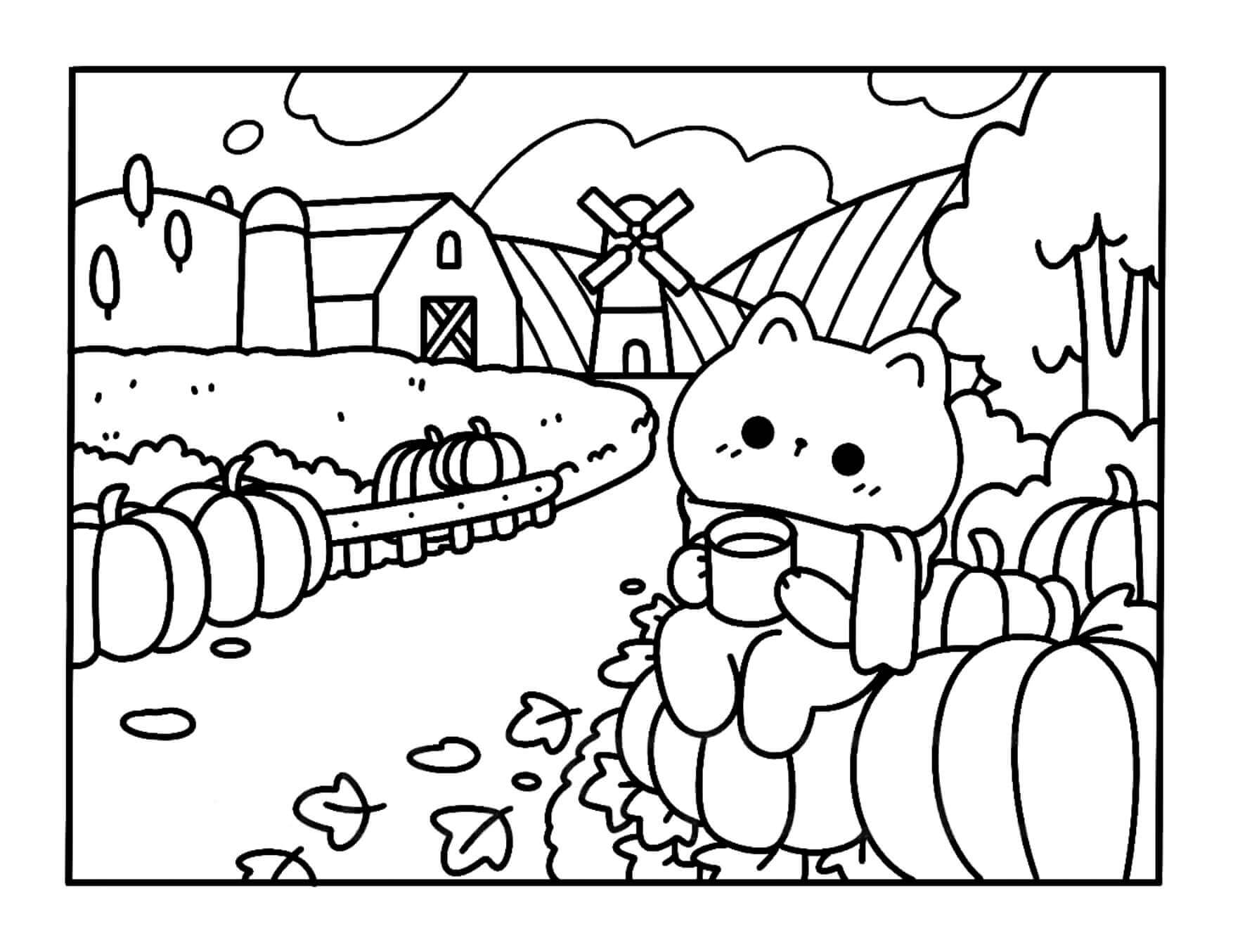 Desenho de Kawaii Cozy para imprimir