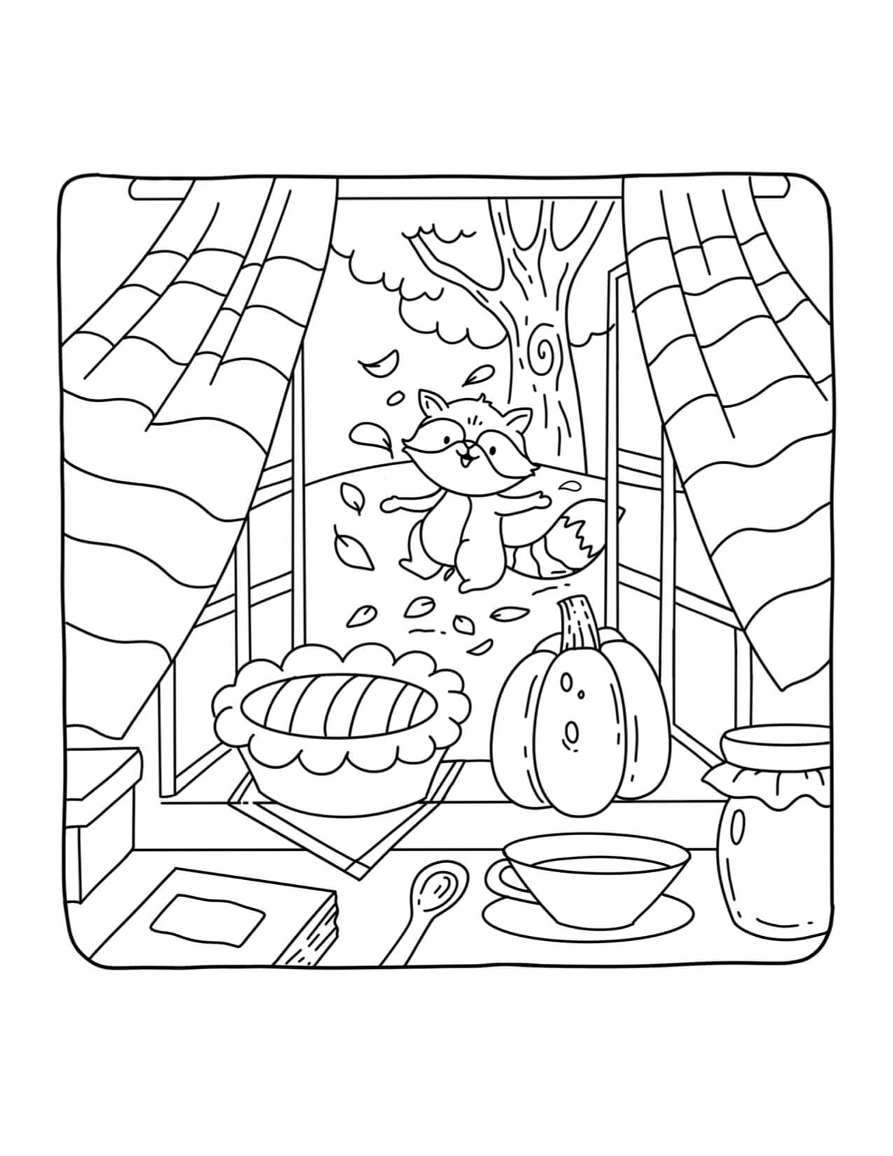 Desenho de Autumn Hygge para imprimir