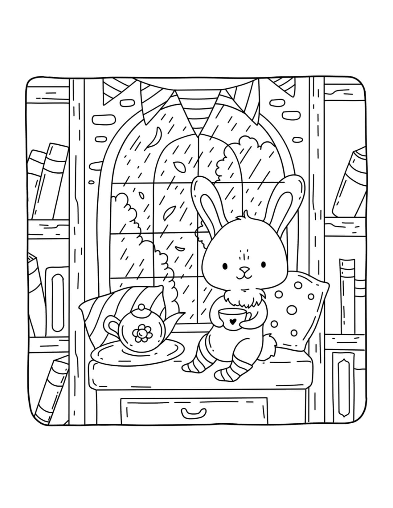 Desenho de Autumn Hygge para imprimir