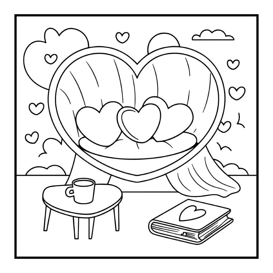 Desenho de Cozy Valentines para imprimir